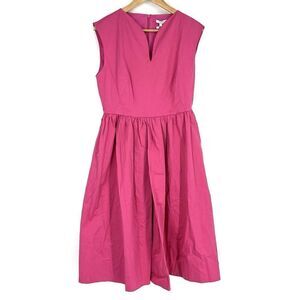 Tyler Boe Dress Size 8 Womens Peony Pink V Neck Penny Barbiecore Pleated Twirl